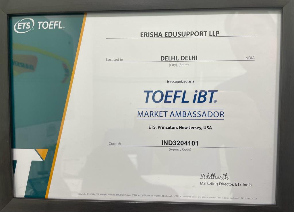 Erisha EduSupport is now a Market Ambassador of TOEFL iBT of ETS!